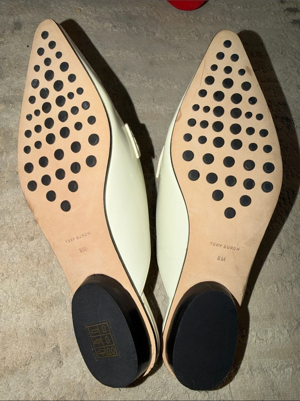 Tory Burch Cream Patent Leather Pointed-Toe Slide Loafers